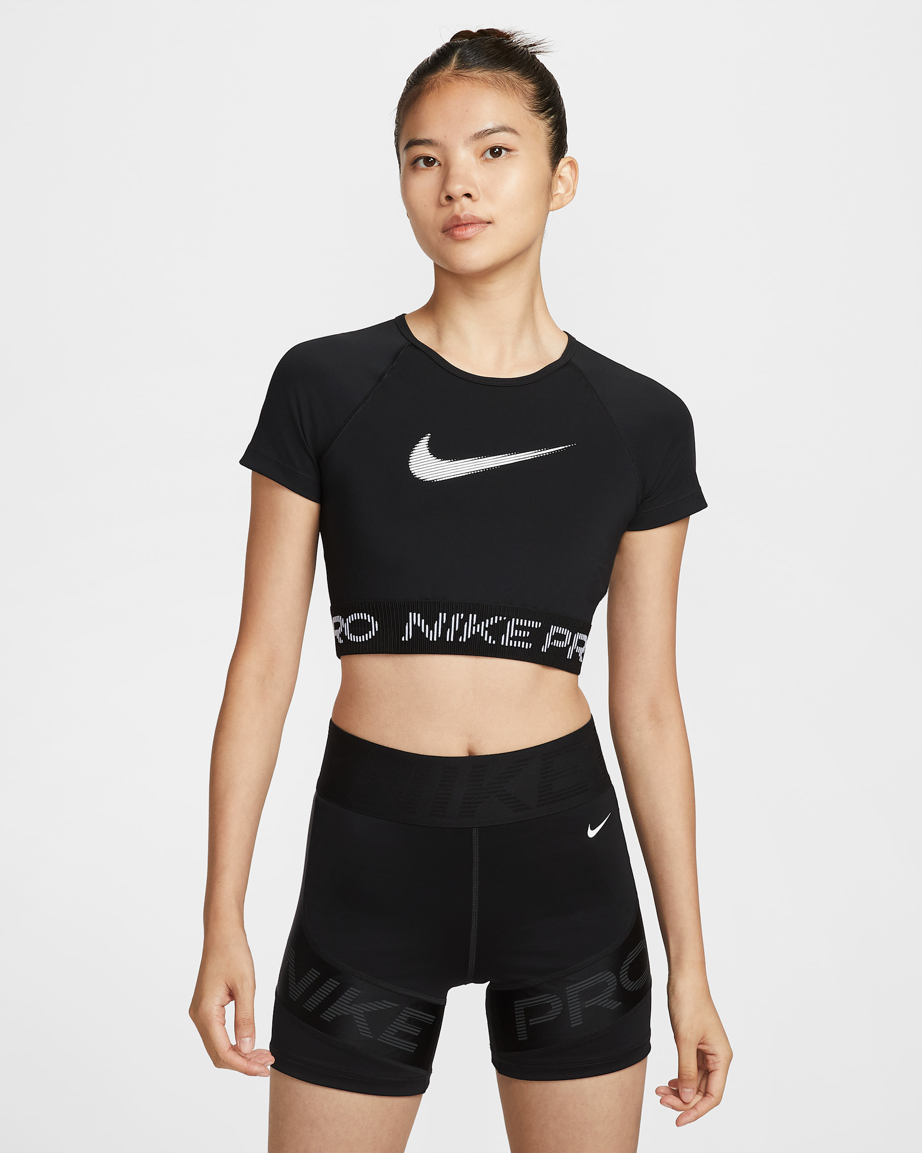 Nike Pro Women's Dri-FIT Short-Sleeve Cropped Graphic Top. Nike ID